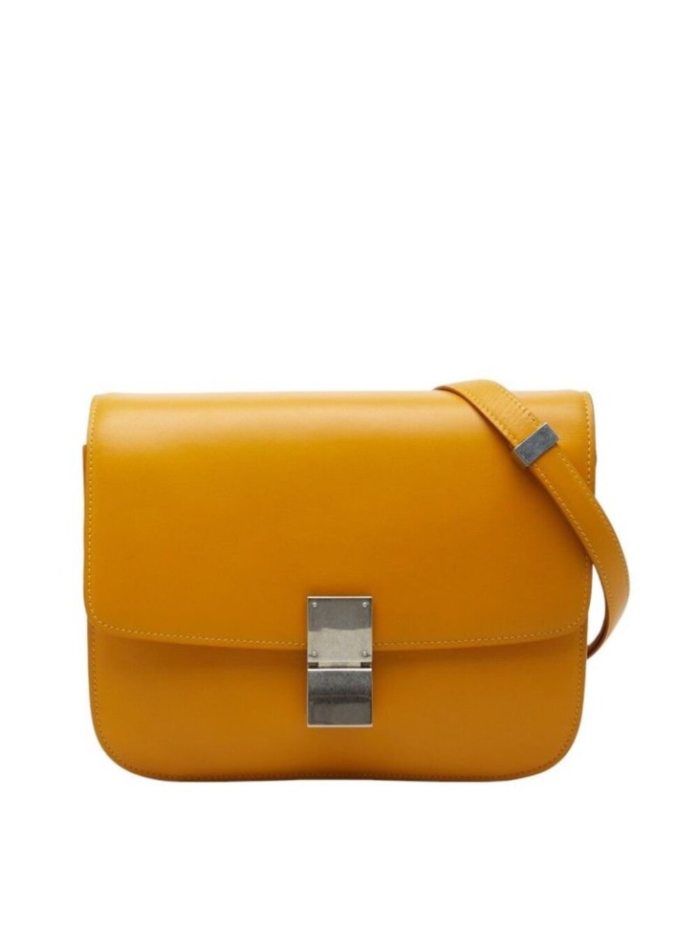 Celine Classic Box Shoulder Bag Yellow Leather